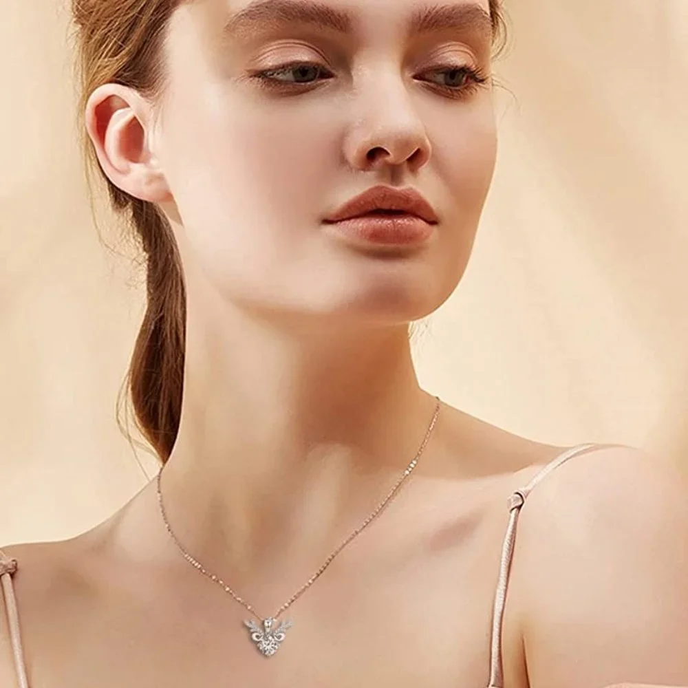 Certified 1ct. t.w. Diamond Elk Necklace 18k White Gold over Italy Silver - Picture 7 of 16